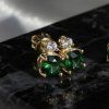 Zlaté náušnice napichovačky Turmalín diamant