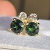 Zlaté náušnice napichovačky Turmalín diamant